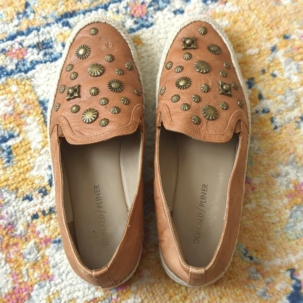 Donald J. Pliner Pamela Embellished Leather Espadrille Slip-On Sneakers 6.5